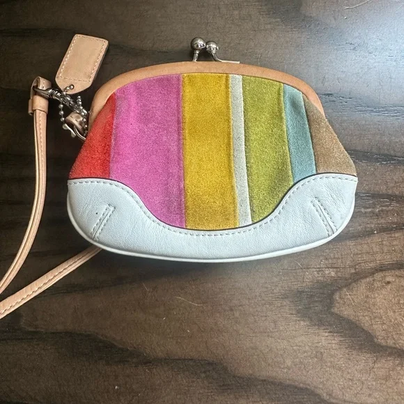 Coach Multicolor Legacy Suede Kisslock Coin Purse - Picture 2 of 4